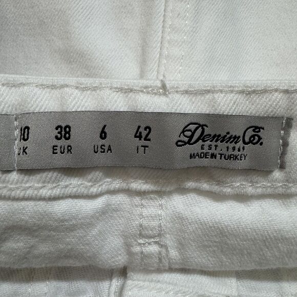 Denim Co Skirt Womens 6 White Denim A-Line Mini Button Front Pockets Raw Hem - Picture 4 of 10